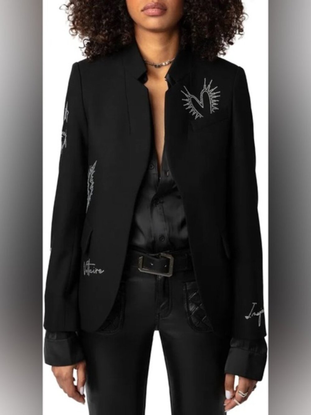 Zadig & Voltaire ‘Very Strass Heart Blazer’ Black Size 38/M $598 - Picture 3 of 9